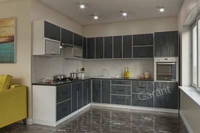 Кухня "Вінтаж" кутова з пеналм. Колір Вугельний камінь Garant-44 фото
