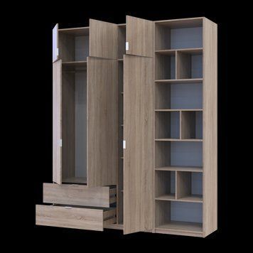 Шафа для одягу з етажеркою Doros Лукас Дуб сонома 3 ДСП 195х50х240 (42005944) 42005944 фото
