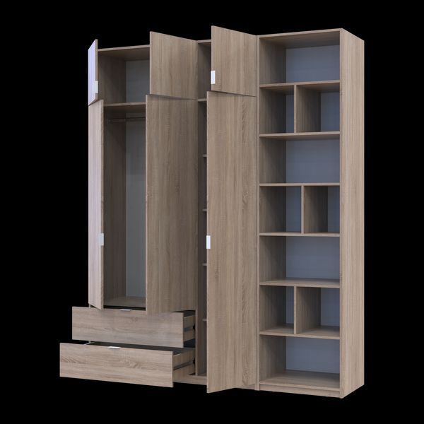 Шафа для одягу з етажеркою Doros Лукас Дуб сонома 3 ДСП 195х50х240 (42005944) 42005944 фото