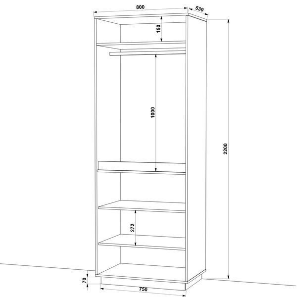 Шафа розпашна FLASHNIKA HOLD №32 (800мм x 550мм x 2200мм) 17387 фото