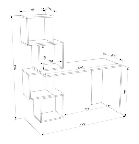 Комп'ютерний стіл FLASHNIKA LEGA 55 (1350мм x 500мм x 1480мм) 13395 фото