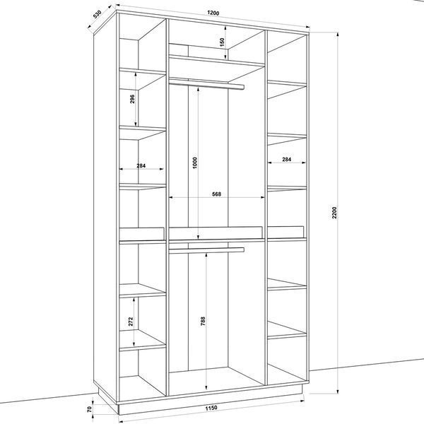 Шафа розпашна FLASHNIKA HOLD №43 (1200мм x 550мм x 2200мм) 17398 фото