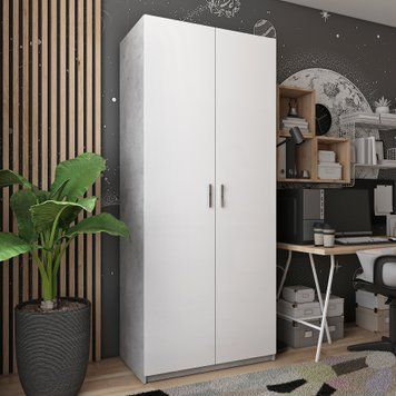 Розпашна Шафа для одягу Doros Кен Бетон / Білий 2 ДСП 90х52х210 (80737020) 80737020 фото