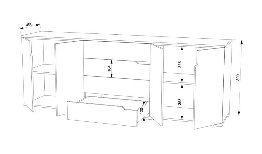 Комод FLASHNIKA 30 (ДСП) (1800мм x 450мм x 800мм) 15282 фото