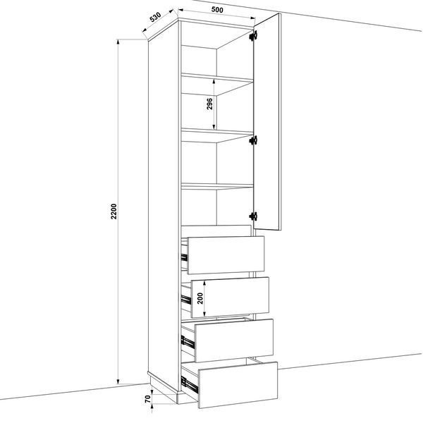 Шафа розпашна FLASHNIKA HOLD №27 (500мм x 550мм x 2200мм) 17382 фото