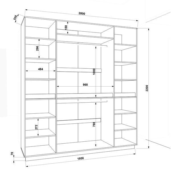 Шафа розпашна FLASHNIKA HOLD №45 (Німфея альба) (2000мм x 550мм x 2200мм) 19364 фото