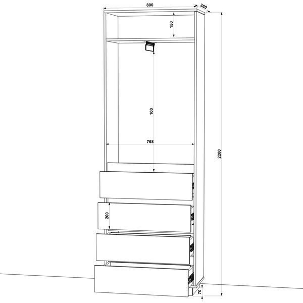 Шафа розпашна FLASHNIKA HOLD №10 (800мм x 380мм x 2200мм) 17153 фото