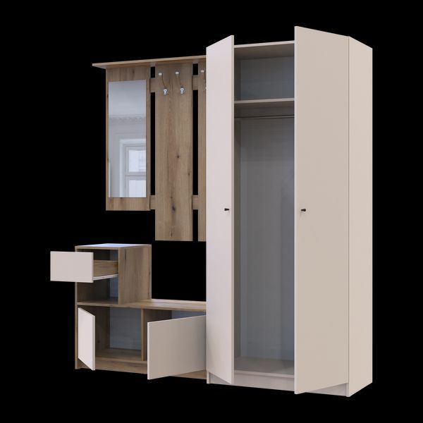 Передпокій Doros Бела та шафа Промо Дуб Евок/Кашемір 2 ДСП 190х48х204 (42005330) 42005330 фото