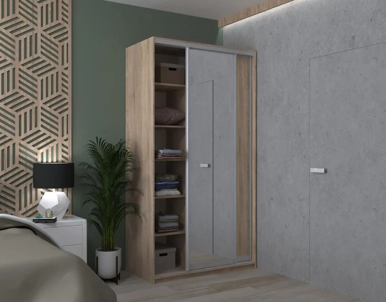 Шафа купе Doros Сіті Лайт Дуб Cонома 1 ДСП / 1 Дзеркало 120х45х225 (42002033) 42002033 фото