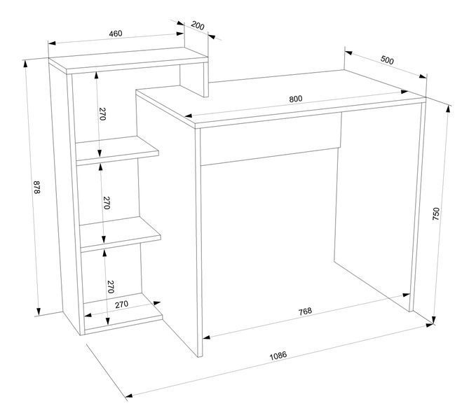 Комп'ютерний стіл FLASHNIKA LEGA 34 (1086мм x 500мм x 878мм) 13374 фото