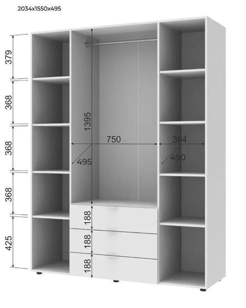 Розпашна Шафа для одягу Doros Гелар Білий 4 ДСП 155х49,5х203,4 (80397642) 80397642 фото