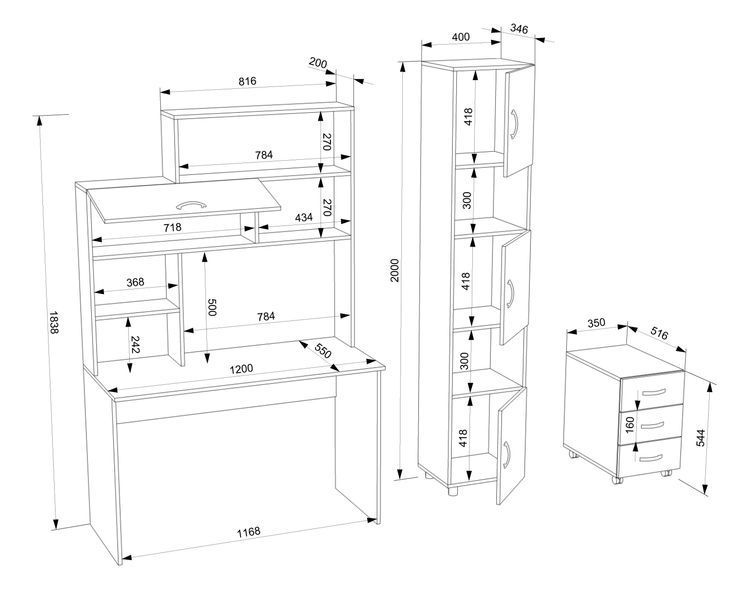 Комп'ютерний стіл FLASHNIKA LED 5 (1200мм x 550мм x 2000мм) 12682 фото