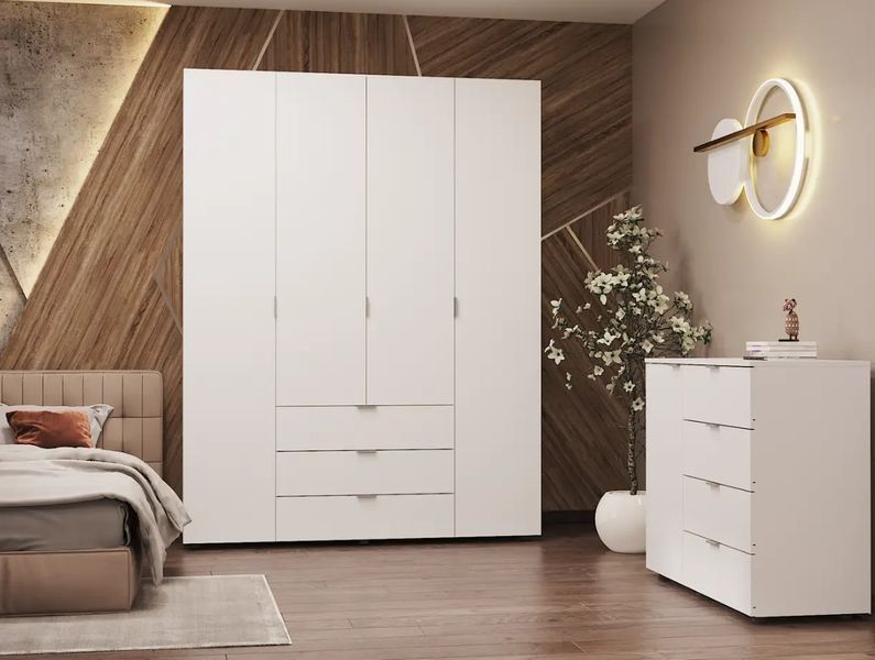 Розпашна Шафа для одягу Doros Гелар Білий 4 ДСП 155х49,5х203,4 (80397642) 80397642 фото