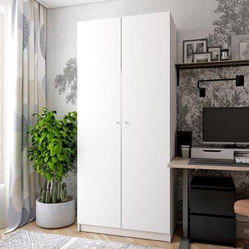 Шафа для одягу Doros Promo з полицями Білий 2 ДСП 90х48х204 (42005100) 42005100 фото