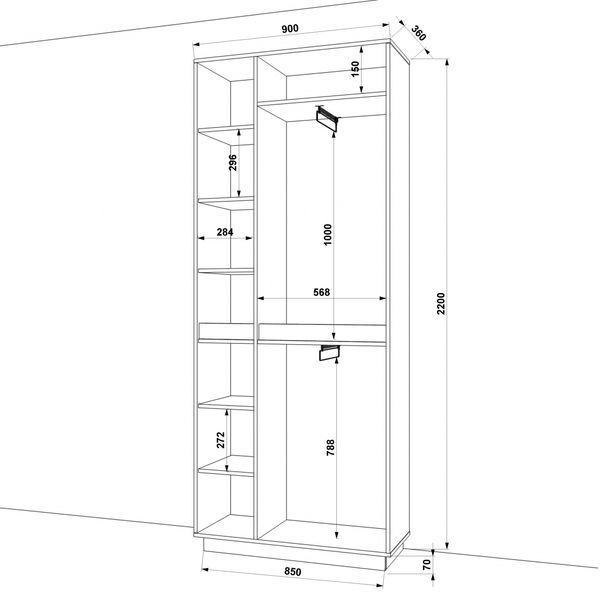Шафа розпашна FLASHNIKA HOLD №11 (900мм x 380мм x 2200мм) 17159 фото