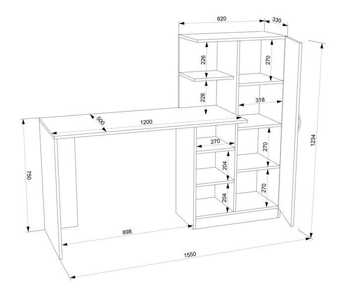 Комп'ютерний стіл FLASHNIKA LEGA 11 (Німфея/Трюфель) (1550мм x 500мм x 1234мм) 19342 фото