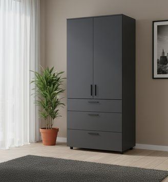 Шафа для одягу Doros Торн Антрацит 2 ДСП/3Ш (полиці) 90х51.6х200 (44900446) 44900446 фото