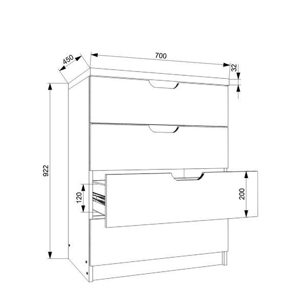 Комод FLASHNIKA Smile 4/700 (700мм x 450мм x 922мм) 19313 фото