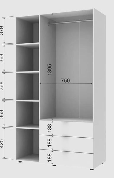 Розпашна Шафа для одягу Doros Гелар комплект Білий 3+4 ДСП 271,2х49,5х203,4 (42002120) 42002120 фото
