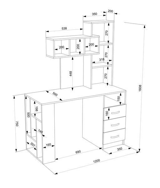Комп'ютерний стіл FLASHNIKA LEGA 22 (1200мм x 500мм x 1608мм) 13362 фото