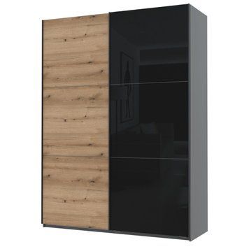 Шафа купе Doros G-Caiser Антрацит/Дуб Евок 1 ДСП / 1 Скло / 3 частини 180х60х240 (42005869) 42005869 фото