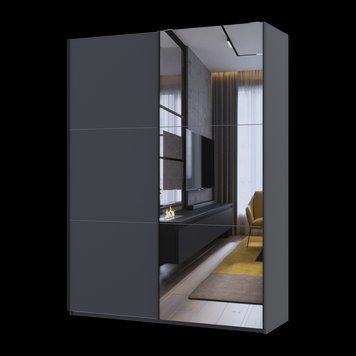 Шафа купе Doros G-Caiser Антрацит/Антрацит 1 ДСП / 1 дзеркало 180х60х240 (42005866) 42005866 фото