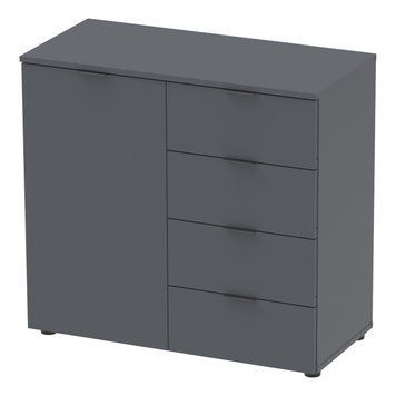 Комод Doros Рон 1 1 фасад 4 шухляды Графіт 80х38х81 (41516006) 41516006 фото