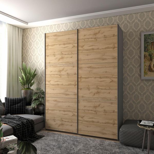 Шафа купе Doros G-Caiser Антрацит/Дуб Евок 2 ДСП / 3 частини 180х60х240 (42005865) 42005865 фото