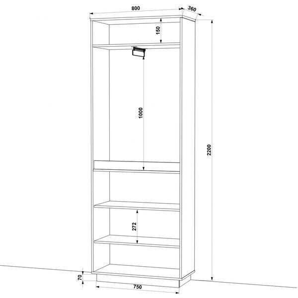 Шафа розпашна FLASHNIKA HOLD №8 (800мм x 380мм x 2200мм) 17151 фото