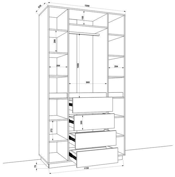 Шафа розпашна FLASHNIKA HOLD №46 (1200мм x 550мм x 2200мм) 17401 фото