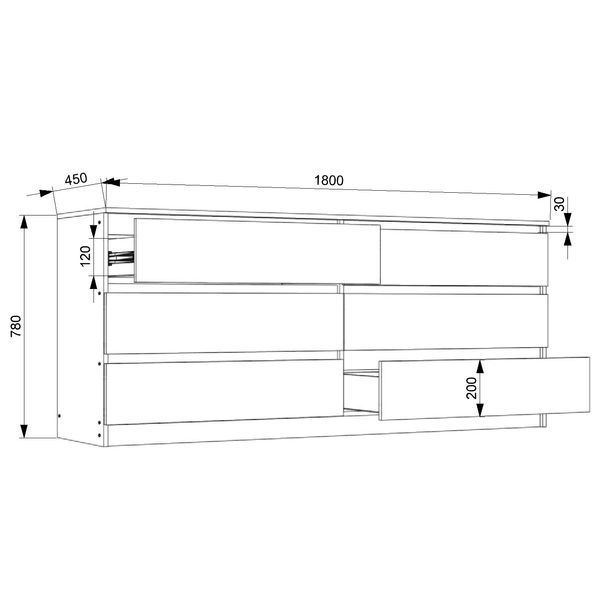 Комод FLASHNIKA Fantasy 6/1800 (1800мм x 450мм x 780мм) 19287 фото