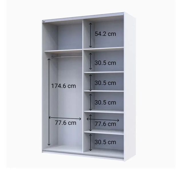 Шафа купе Doros G-Caiser Білий 2 ДСП / 3 частини 160х60х240 (42002104) 42002104 фото