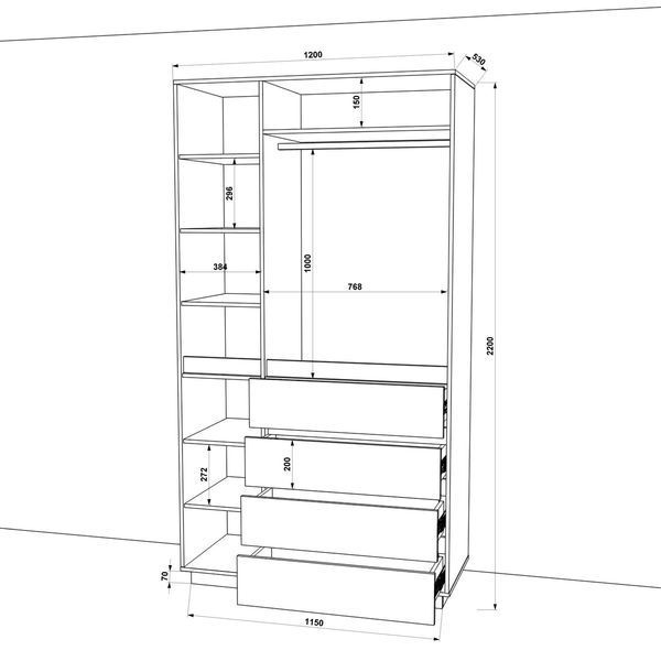 Шафа розпашна FLASHNIKA HOLD №41 (1200мм x 550мм x 2200мм) 17396 фото