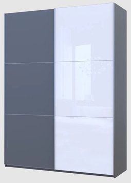 Шафа купе Doros G-Caiser Графіт Графіт/Білий 1 ДСП / 1 скло / 3 частини 180х60х240 (42005090) 42005090 фото