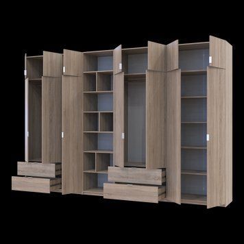 Шафа для одягу з етажеркою Doros Лукас Дуб сонома 3+4 ДСП 360х50х240 (42005956) 42005956 фото