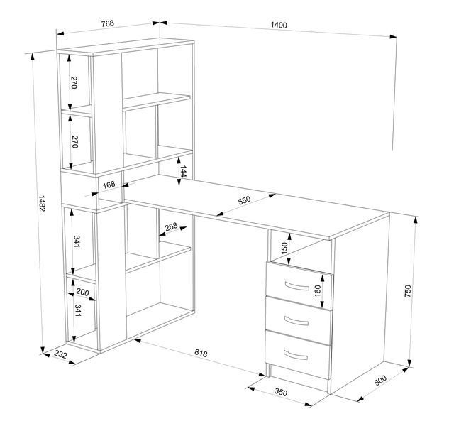 Комп'ютерний стіл FLASHNIKA LED 48 (1400мм x 768мм x 1482мм) 12882 фото