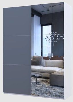 Шафа купе Doros G-Caiser Білий Графіт 1 ДСП / 1 дзеркало 180х60х240 (42005092) 42005092 фото