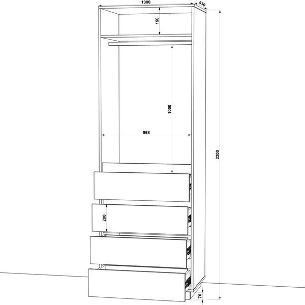 Шафа розпашна FLASHNIKA HOLD №36 (1000мм x 550мм x 2200мм) 17391 фото