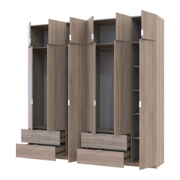 Розпашна Шафа для одягу Doros Лукас Дуб сонома 3+3 ДСП 240х50х240 (42005107)) 42005107 фото