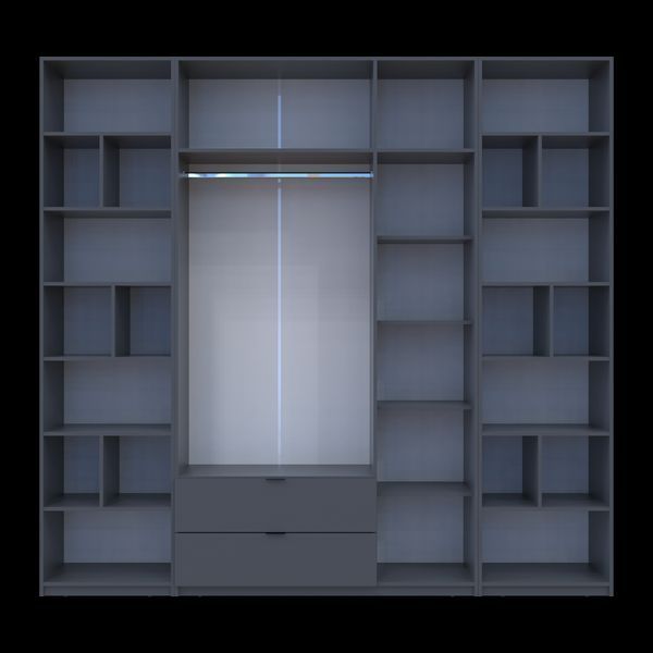 Шафа для одягу з 2 етажерками Doros Лукас Графіт 3 ДСП 255х50х240 (42005912) 42005912 фото