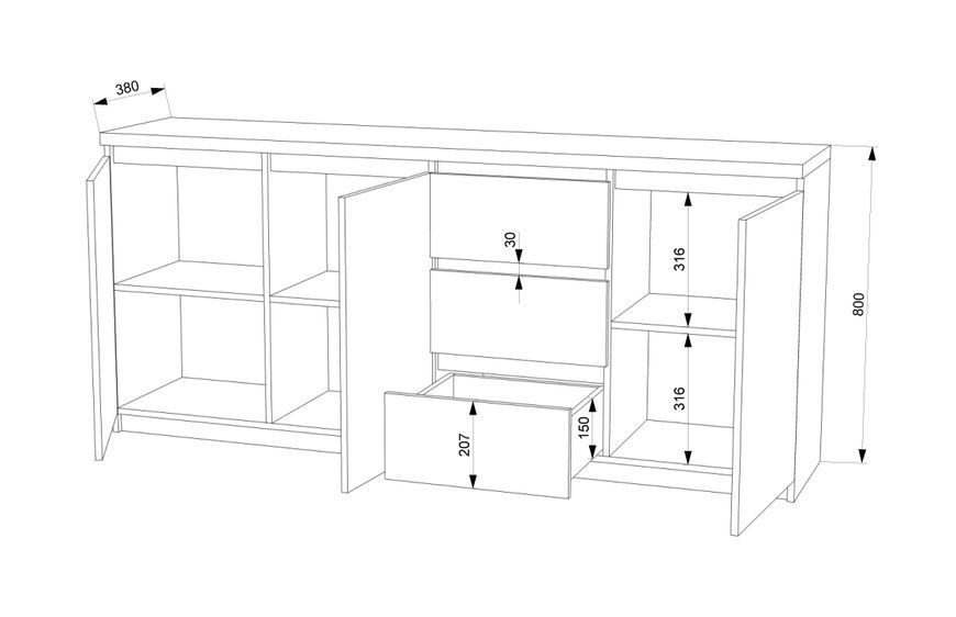 Комод FLASHNIKA 27 (ДСП) (1600мм x 380мм x 800мм) 15279_38727 фото
